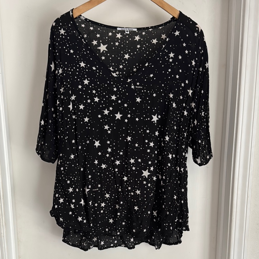 Wildfox Black Star Print Women's Top small
